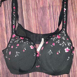 Cacique by Lane Bryant - 42C bra - black with pink grey Flowers in EUC